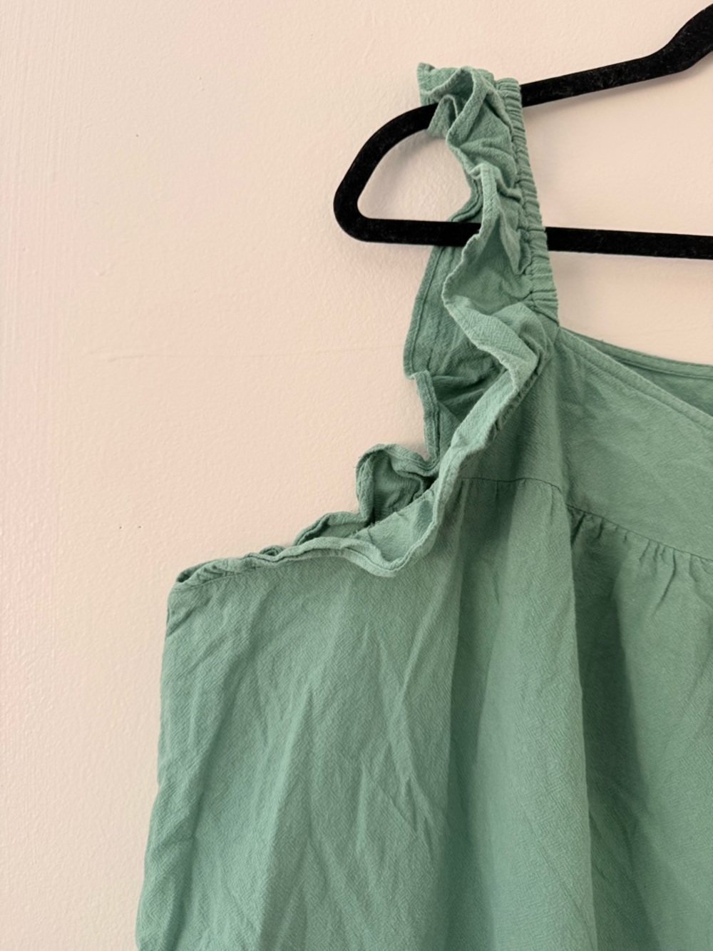 Universal Thread Green 100% Cotton Button Down Dress Sz 1X Boho Pockets Ruffle - Picture 10 of 11